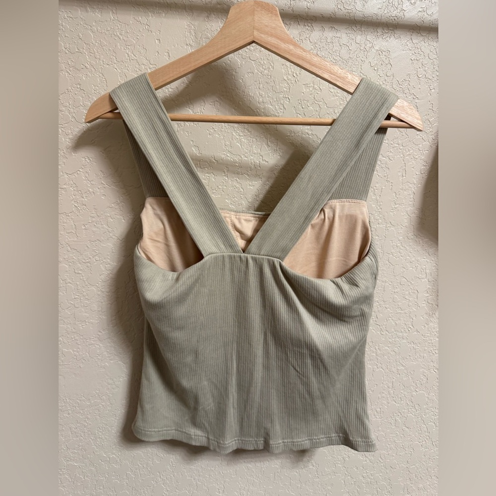 OGL Ribbed Square Neck Brami Tank in Sage Mist Women’s Size Large NWOT - Picture 2 of 9